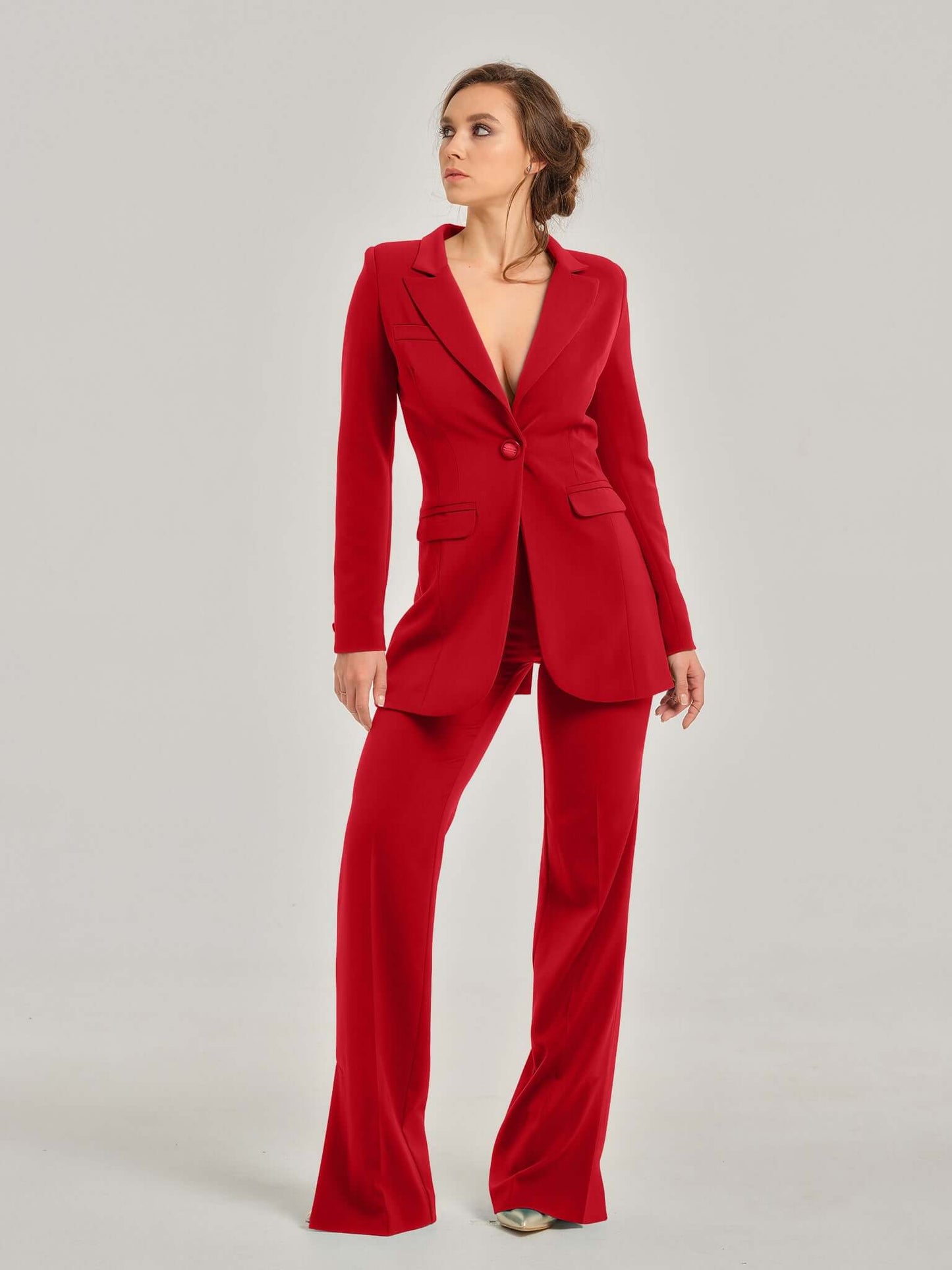 Fierce Red Timeless Power Suit by Tia Dorraine Women's Luxury Fashion Designer Clothing Brand