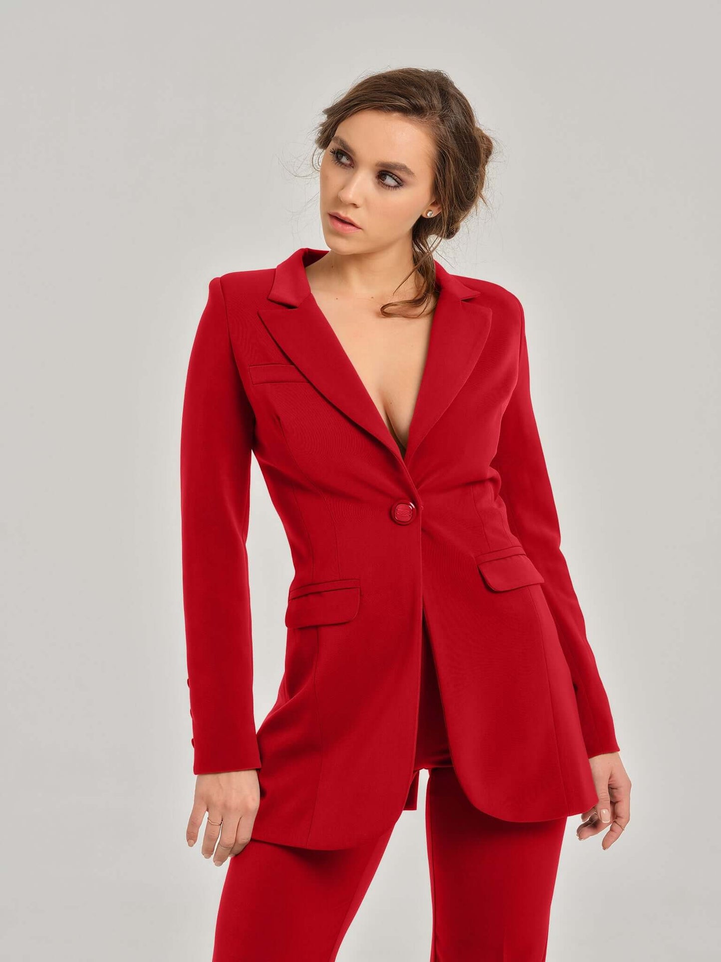 Fierce Red Timeless Power Suit by Tia Dorraine Women's Luxury Fashion Designer Clothing Brand