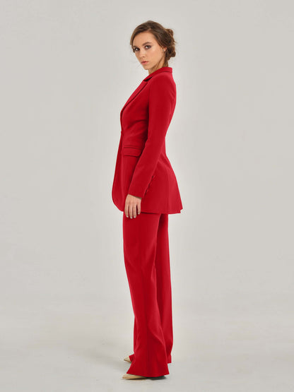 Fierce Red Timeless Power Suit by Tia Dorraine Women's Luxury Fashion Designer Clothing Brand