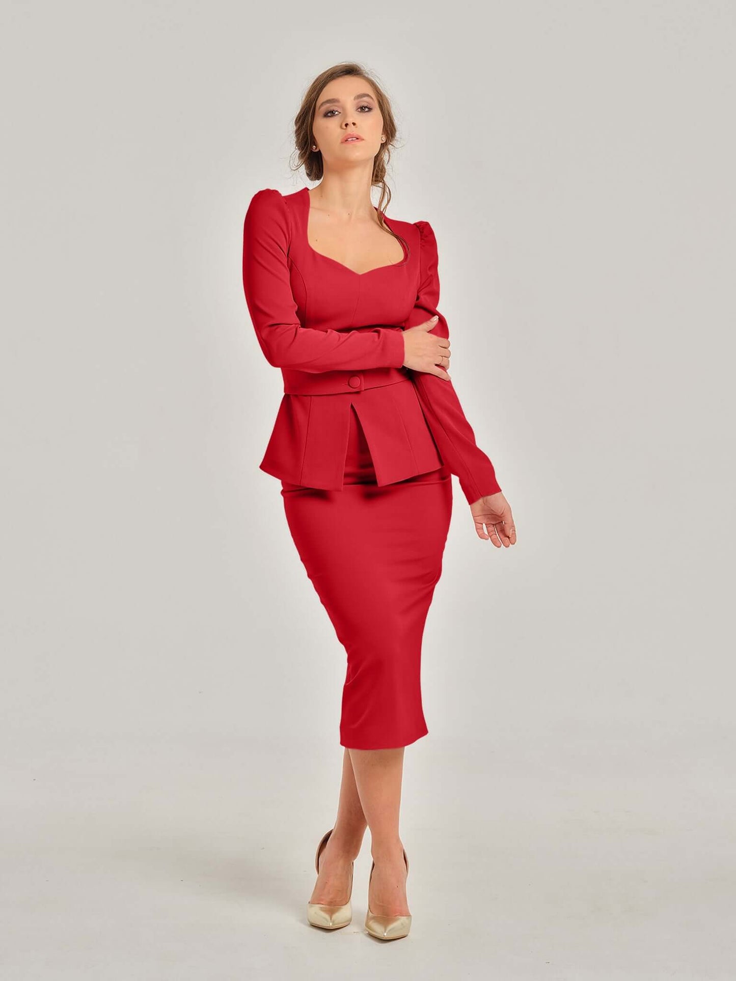 Fierce Red Two-Piece Set by Tia Dorraine Women's Luxury Fashion Designer Clothing Brand