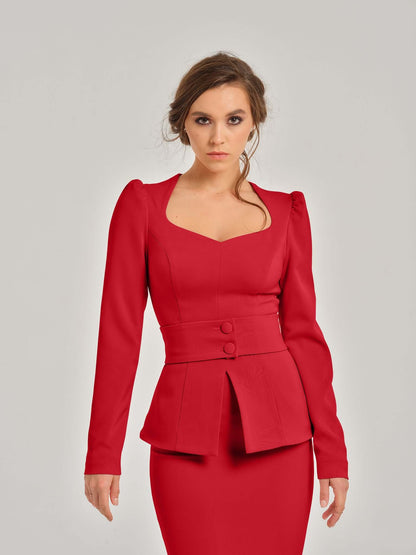 Fierce Red Two-Piece Set by Tia Dorraine Women's Luxury Fashion Designer Clothing Brand