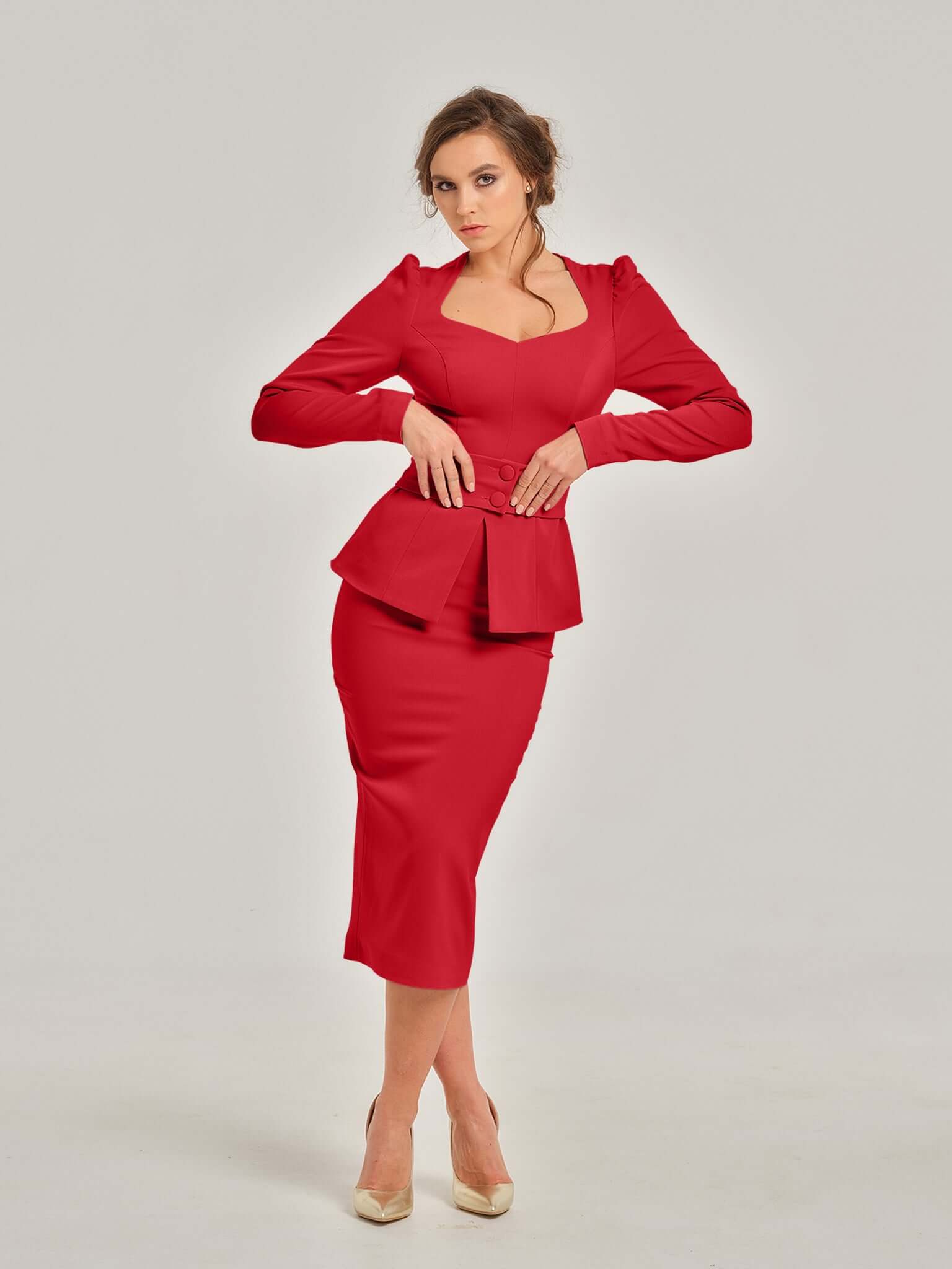 Fierce Red Two-Piece Set by Tia Dorraine Women's Luxury Fashion Designer Clothing Brand