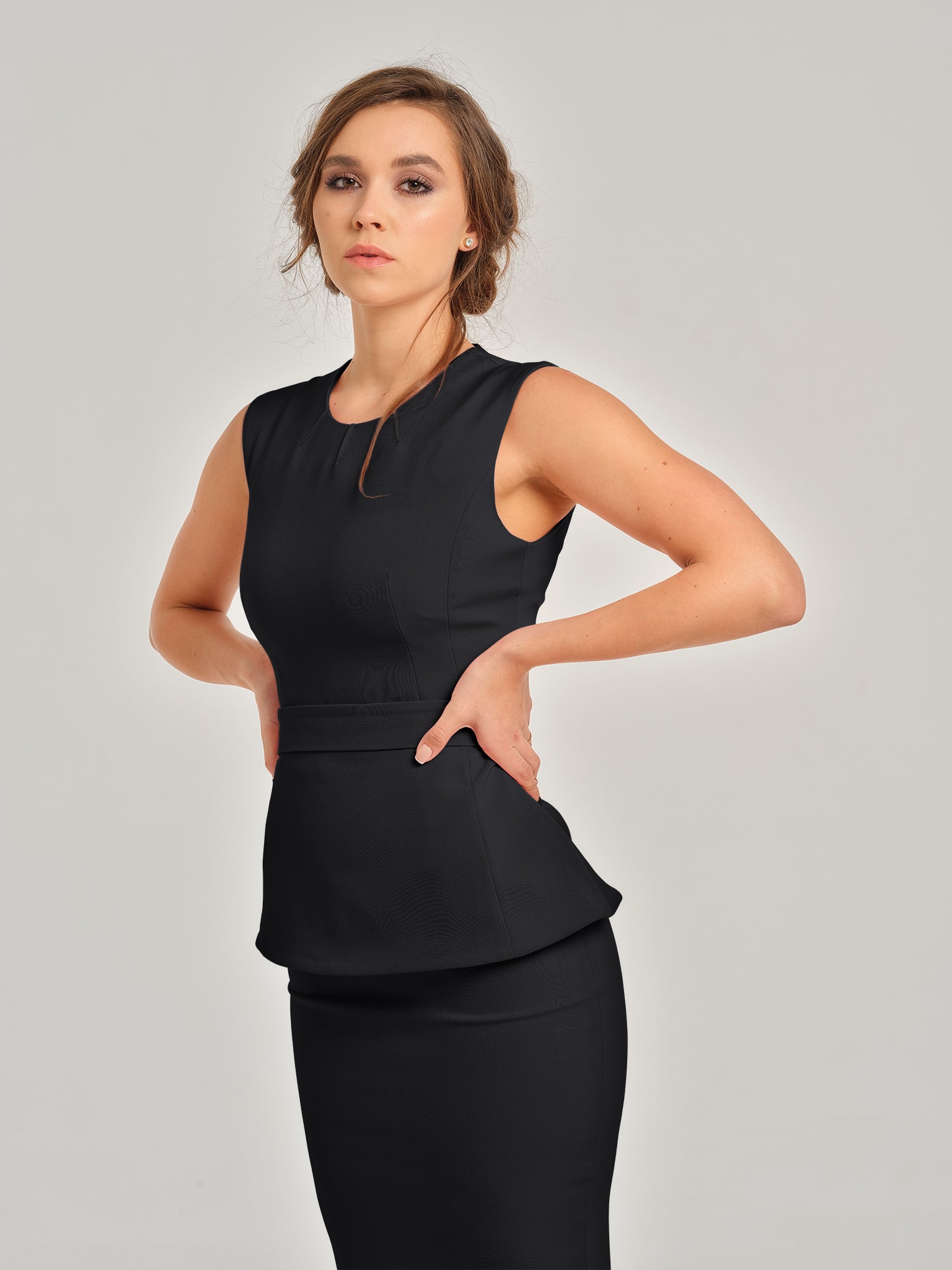 Magnetic Power Sleeveless Waist-Fitted Top by Tia Dorraine Women's Luxury Fashion Designer Clothing Brand