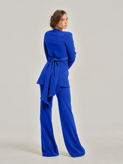 Royal Azure Cross-Wrap Statement Suit by Tia Dorraine Women's Luxury Fashion Designer Clothing Brand