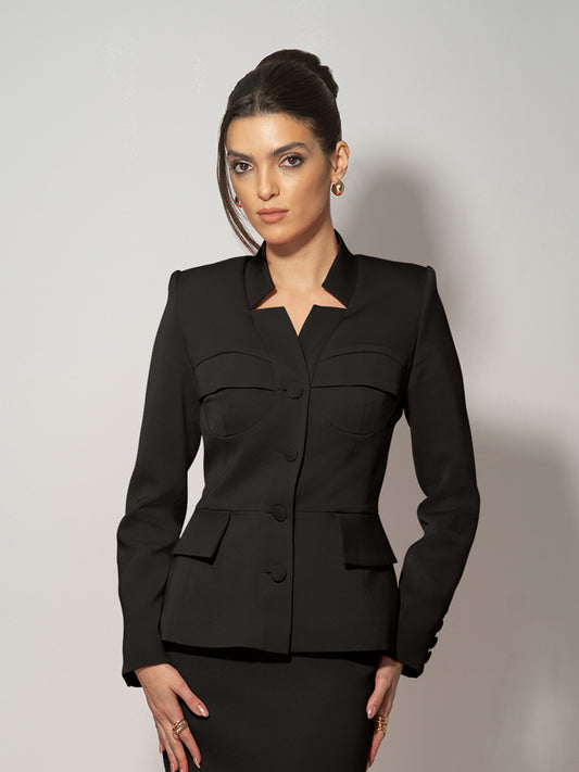 Time for Romance Tailored Blazer - Black