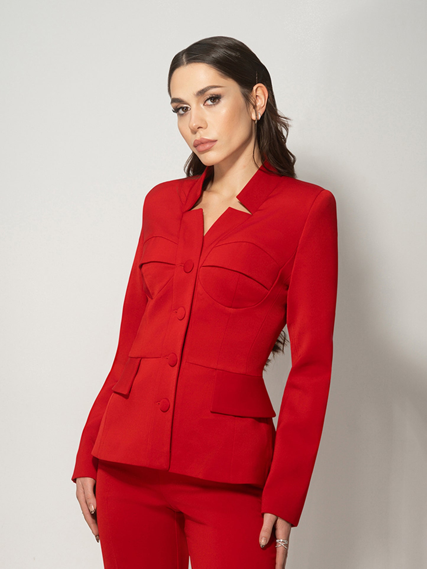 Time for Romance Tailored Blazer - Fierce Red