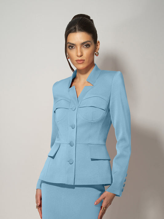 Time for Romance Tailored Blazer - Light Blue