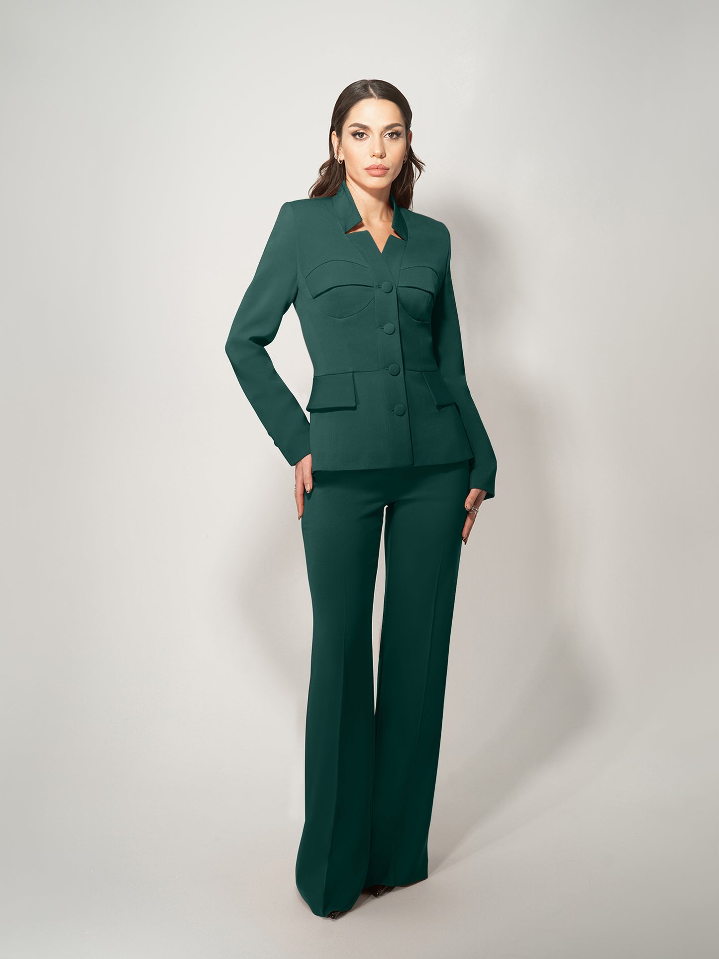 Time for Romance Tailored Suit - Dark Green