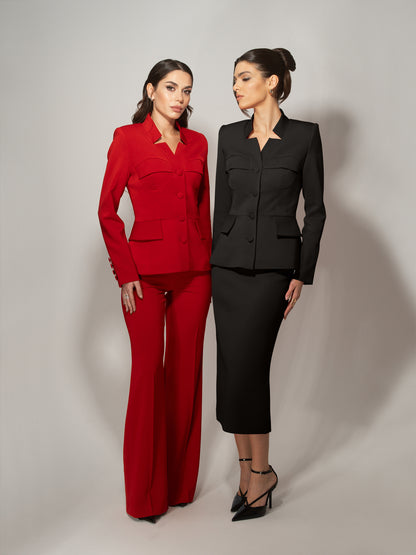 Time for Romance Tailored Suit - Fierce Red