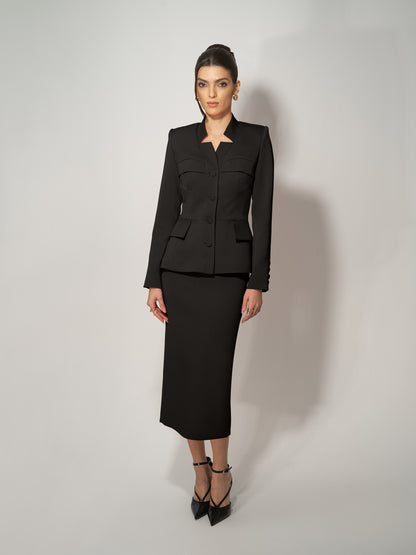 Time for Romance Blazer & Skirt Suit - Black