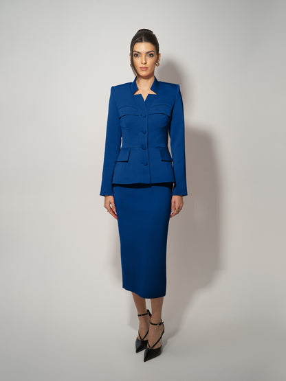 Time for Romance Blazer & Skirt Suit - Azure Blue