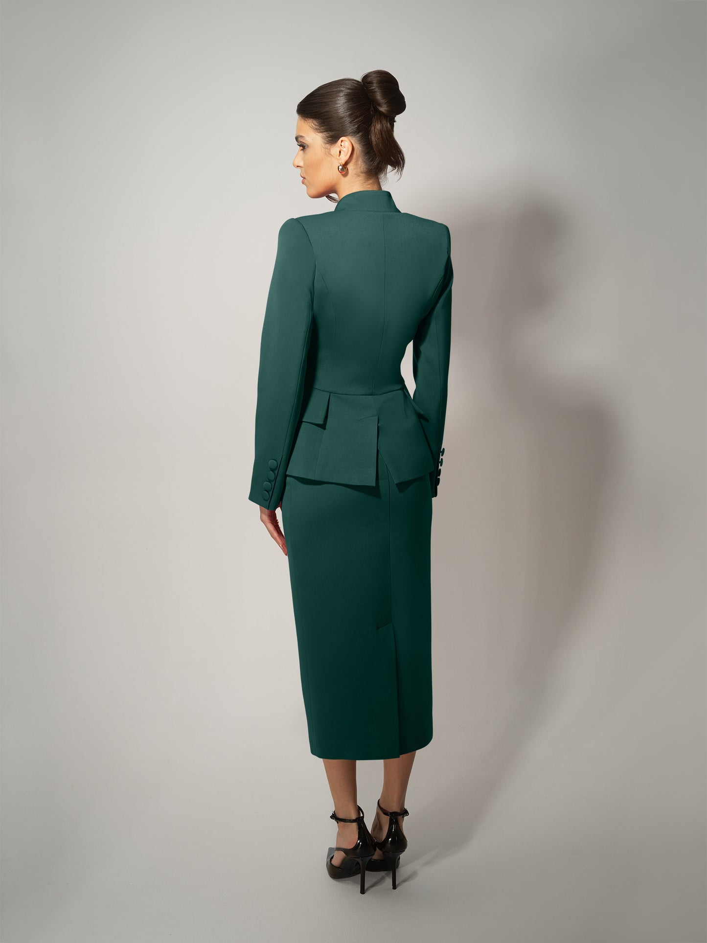 Time for Romance Blazer & Skirt Suit - Dark Green