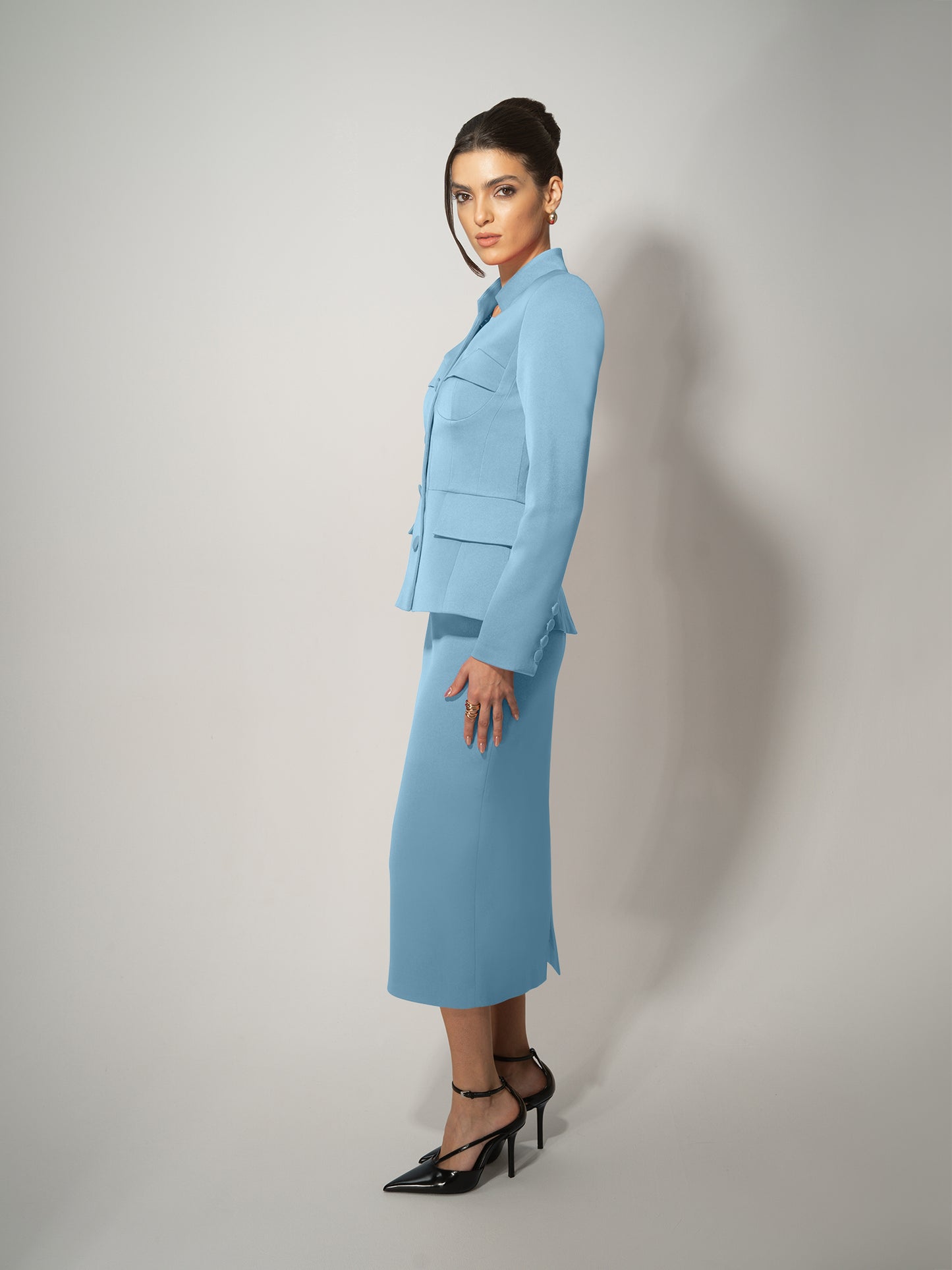Time for Romance Blazer & Skirt Suit - Light Blue