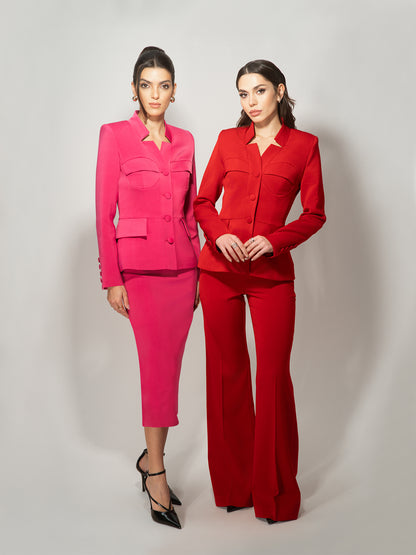 Time for Romance Blazer & Skirt Suit - Hot Pink