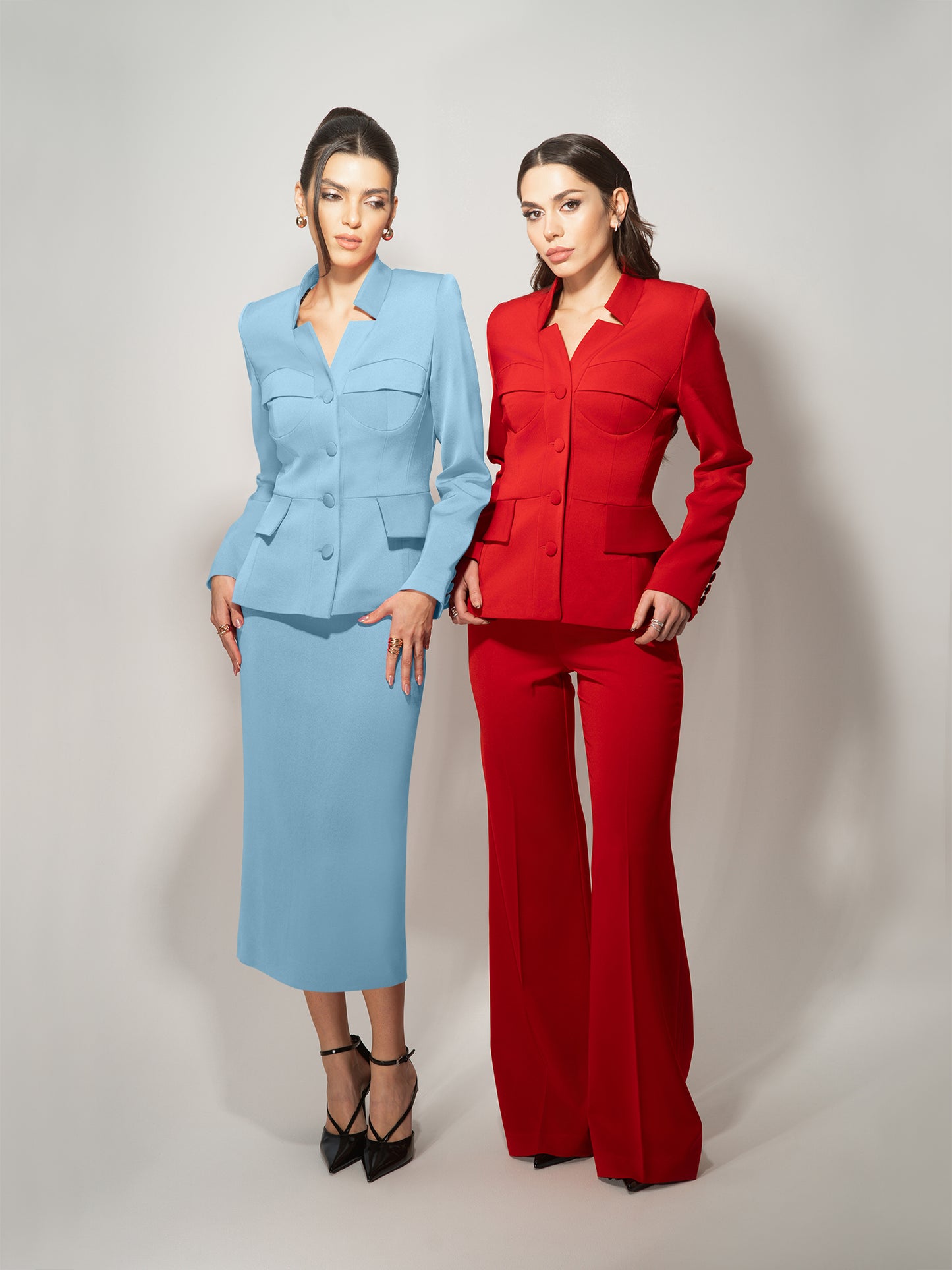 Time for Romance Blazer & Skirt Suit - Light Blue