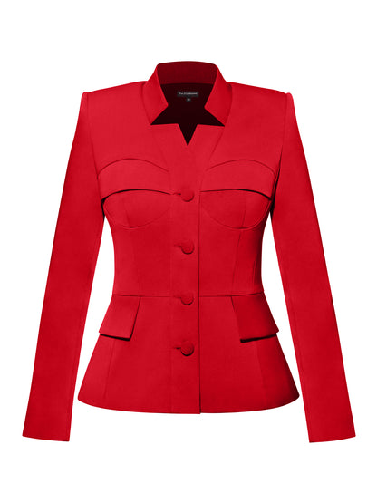 Time for Romance Tailored Blazer - Fierce Red by Tia Dorraine Women's Luxury Fashion Designer Clothing Brand