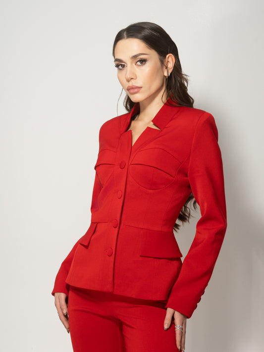 Time for Romance Tailored Blazer - Fierce Red by Tia Dorraine Women's Luxury Fashion Designer Clothing Brand