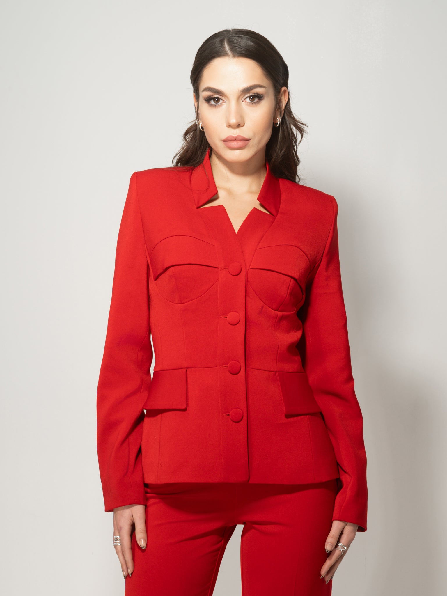 Time for Romance Tailored Blazer - Fierce Red by Tia Dorraine Women's Luxury Fashion Designer Clothing Brand