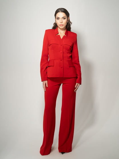 Time for Romance Tailored Suit - Fierce Red by Tia Dorraine Women's Luxury Fashion Designer Clothing Brand