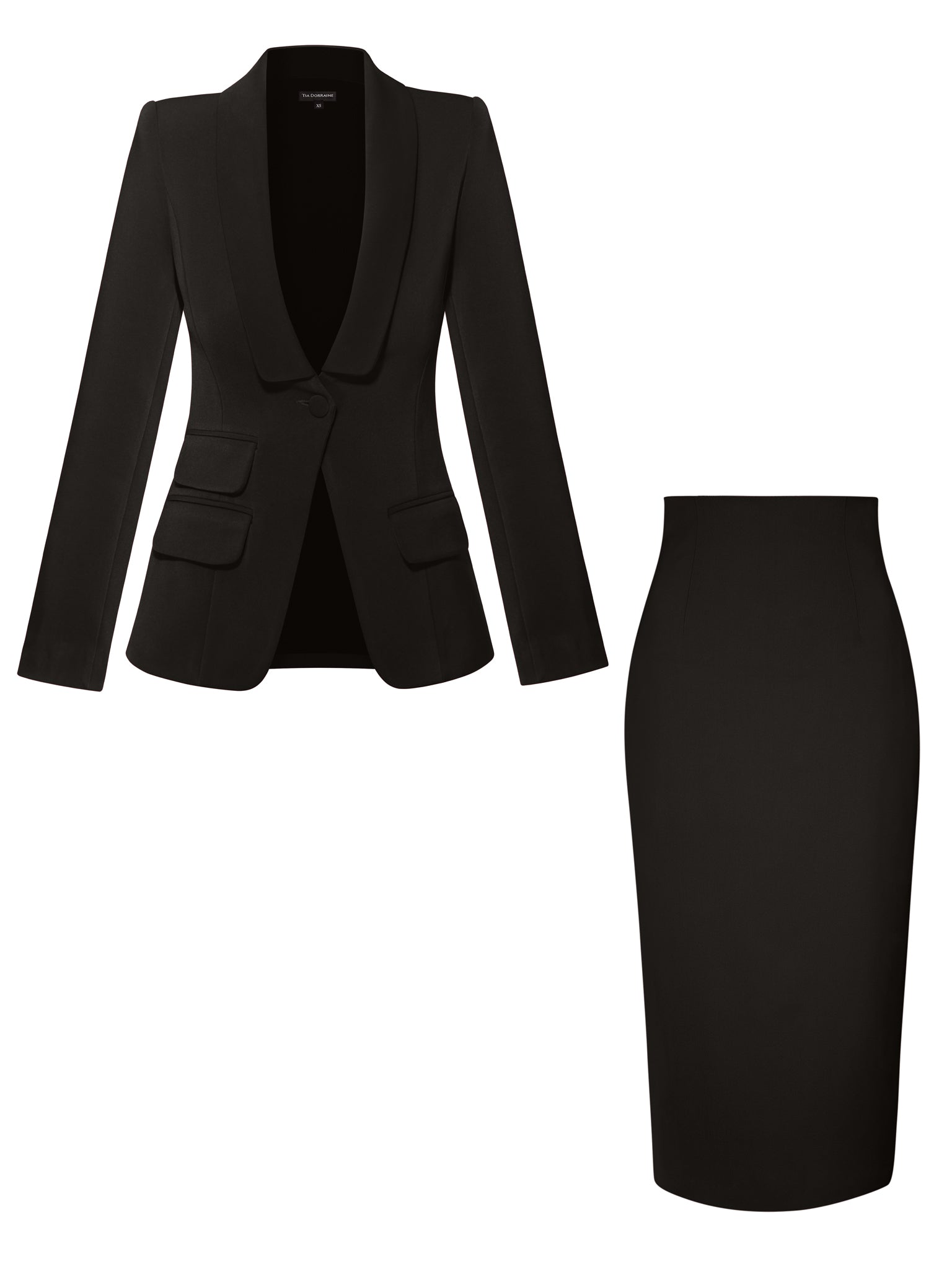 Vision Tailored Blazer & Skirt Suit - Black Black / XXS Vision Tailored Blazer & Skirt Suit - Black Black / XXS