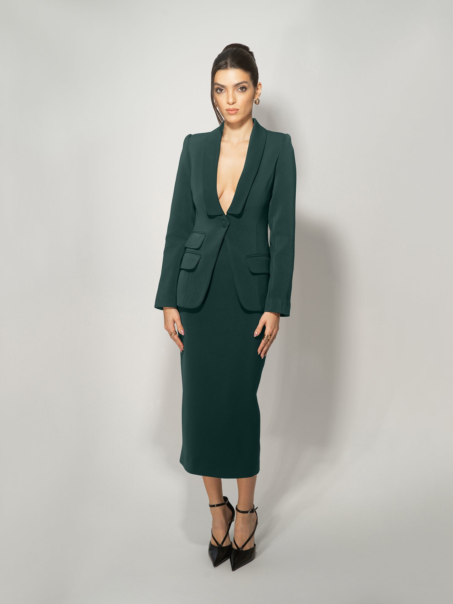 Vision Tailored Blazer & Skirt Suit by Tia Dorraine Women's Luxury Fashion Designer Clothing Brand