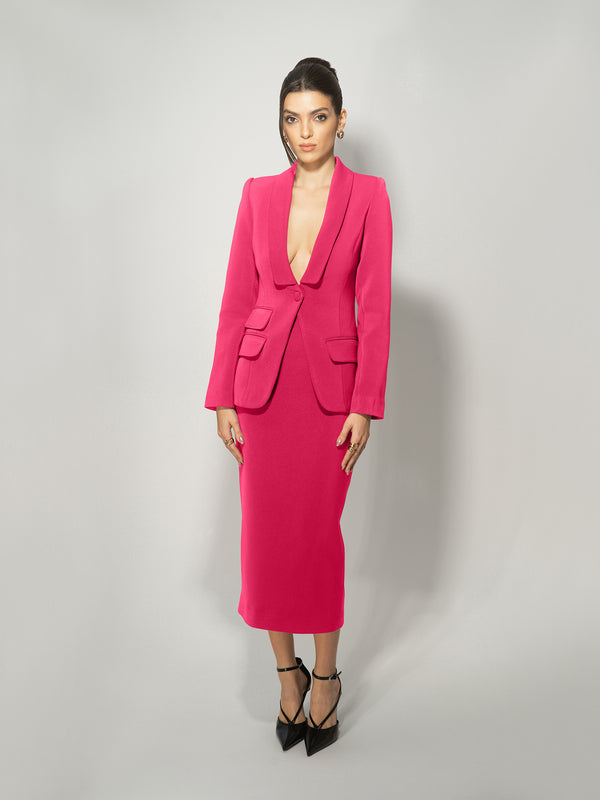 Vision Tailored Blazer Skirt Suit Hot Pink