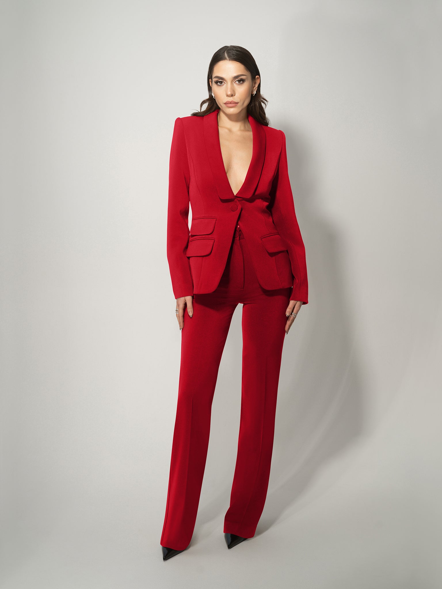 Tia Dorraine Vision Tailored Blazer And Trousers Suit - Red Tia Dorraine Vision Tailored Blazer And Trousers Suit - Red