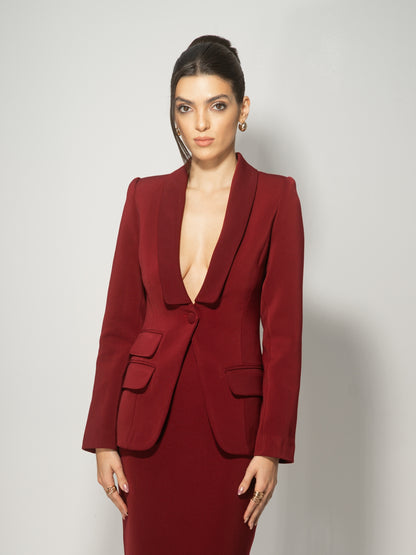 Burgundy Timeless Single-Breasted Blazer