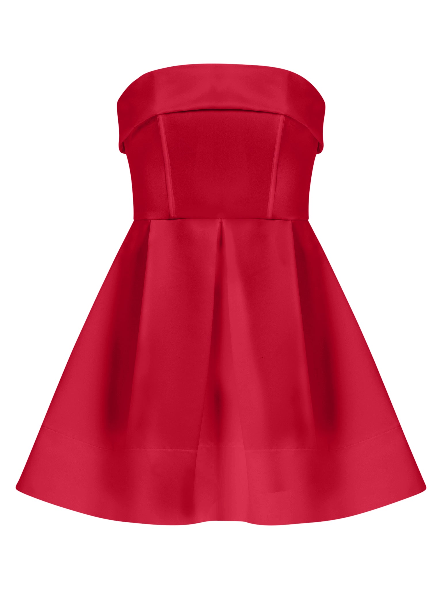 red mini dress designer Sweet Love Flared Satin Mini Dress