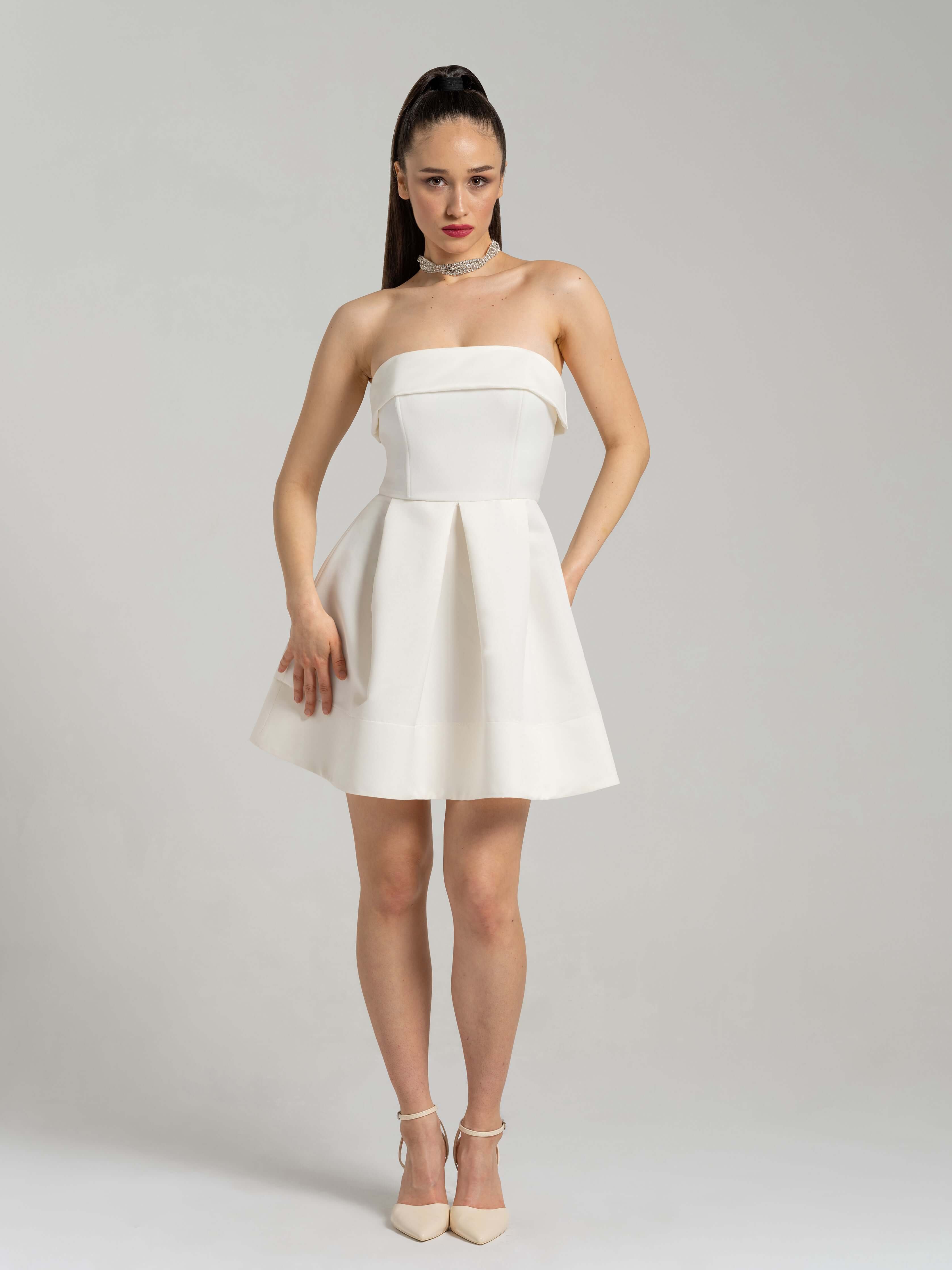 White Satin Mini Dress