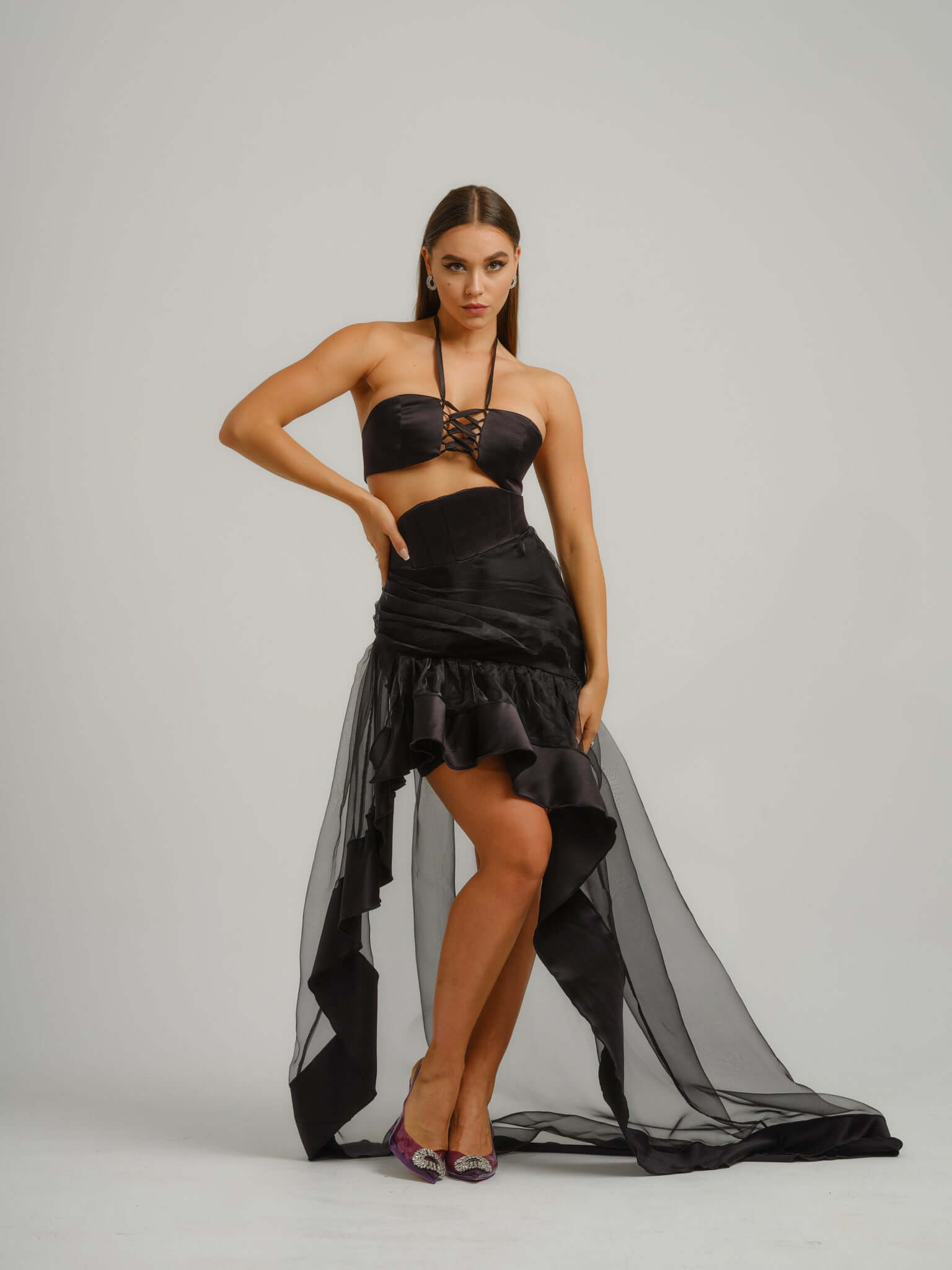 High low outlet organza skirt