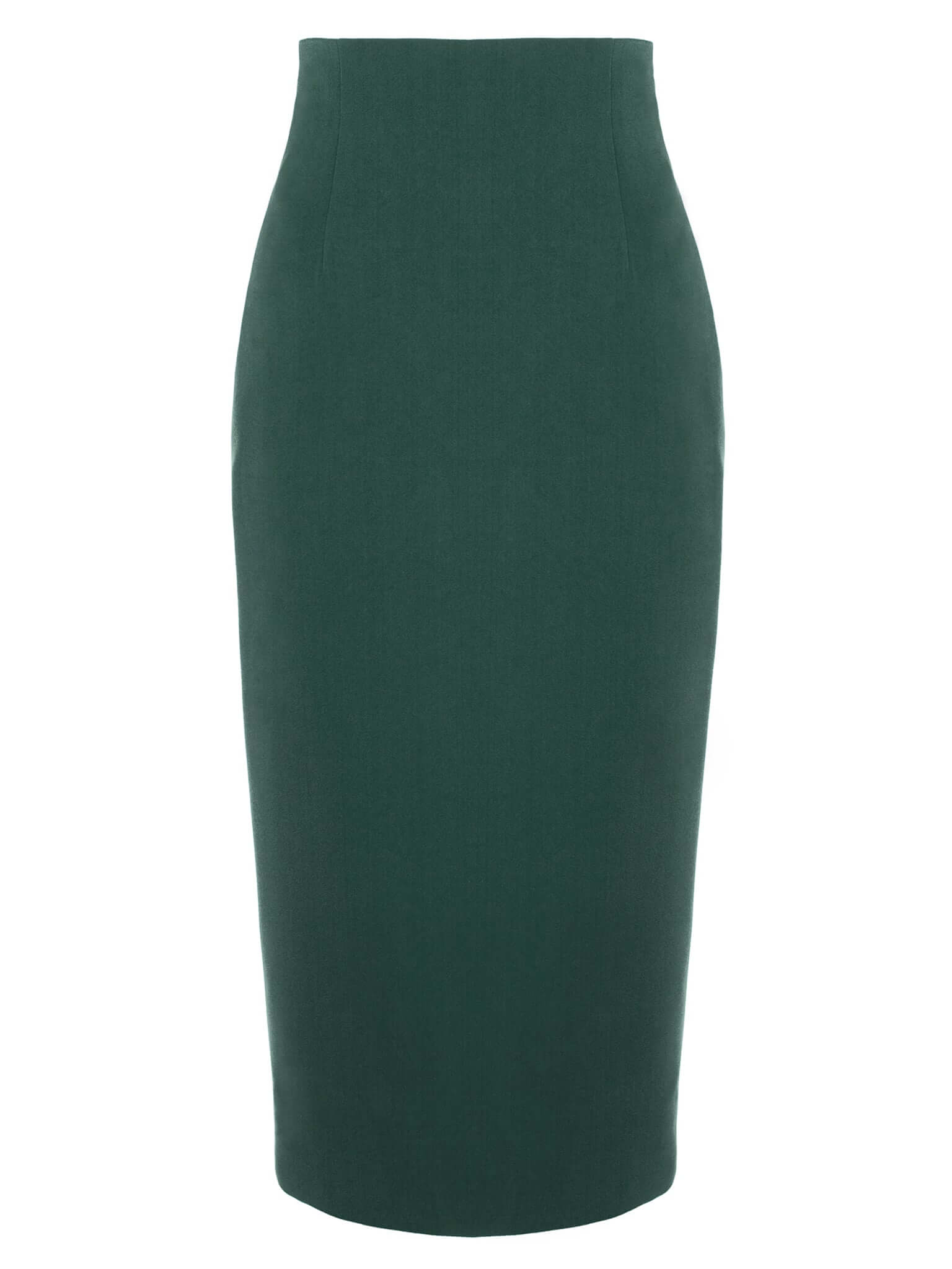 Dark green high waisted midi skirt best sale