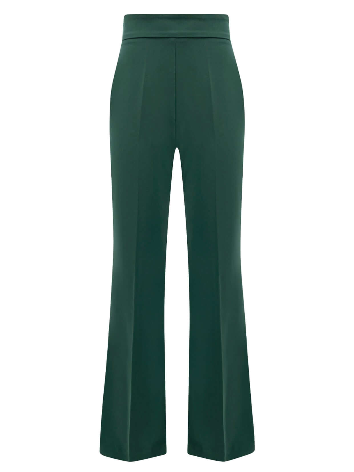 High-Waist Flared Trousers - Emerald Green by Tia Dorraine Women's Luxury Fashion Designer Clothing Brand