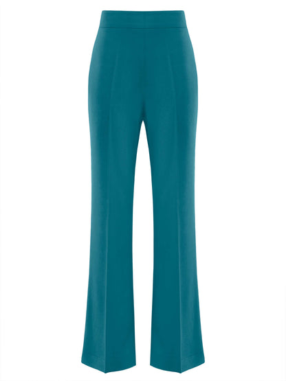 High-Waist Flared Trousers - Turquoise by Tia Dorraine Women's Luxury Fashion Designer Clothing Brand