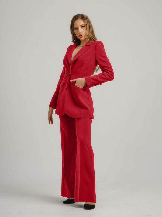Fierce Red Timeless Power Suit by Tia Dorraine Women's Luxury Fashion Designer Clothing Brand