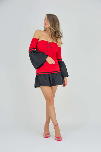 Modern Power Bustier Top - Red by Tia Dorraine Women's Luxury Fashion Designer Clothing Brand