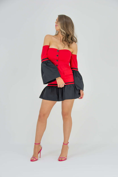 Modern Power Bustier Top - Red by Tia Dorraine Women's Luxury Fashion Designer Clothing Brand