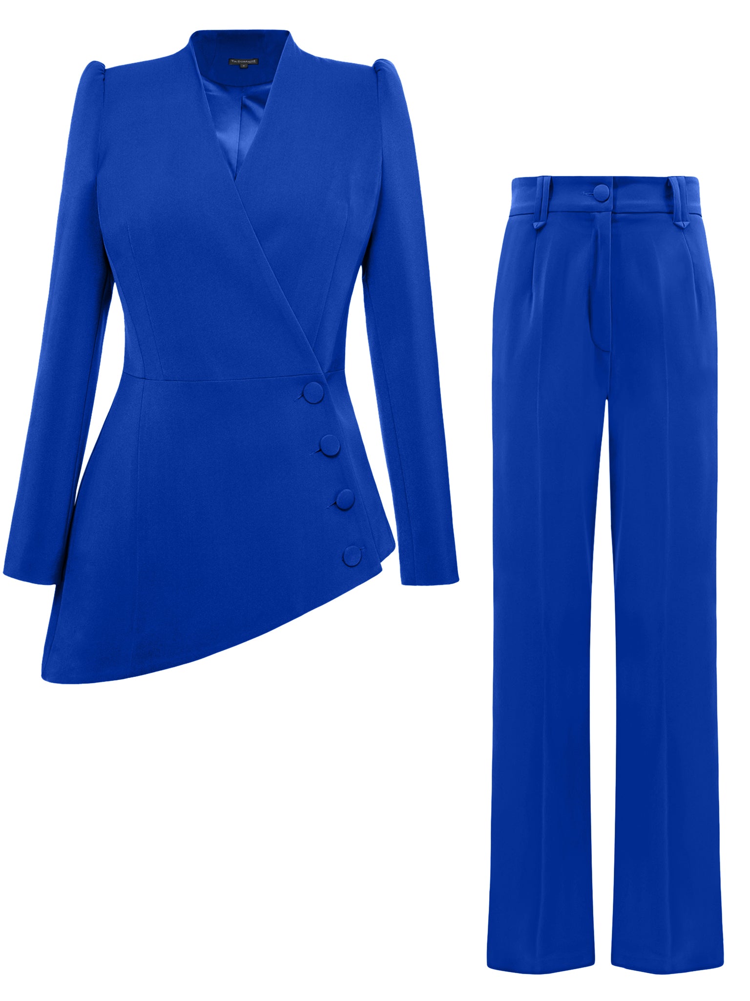 Royal Azure Asymmetric Power Suit by Tia Dorraine Women's Luxury Fashion Designer Clothing Brand