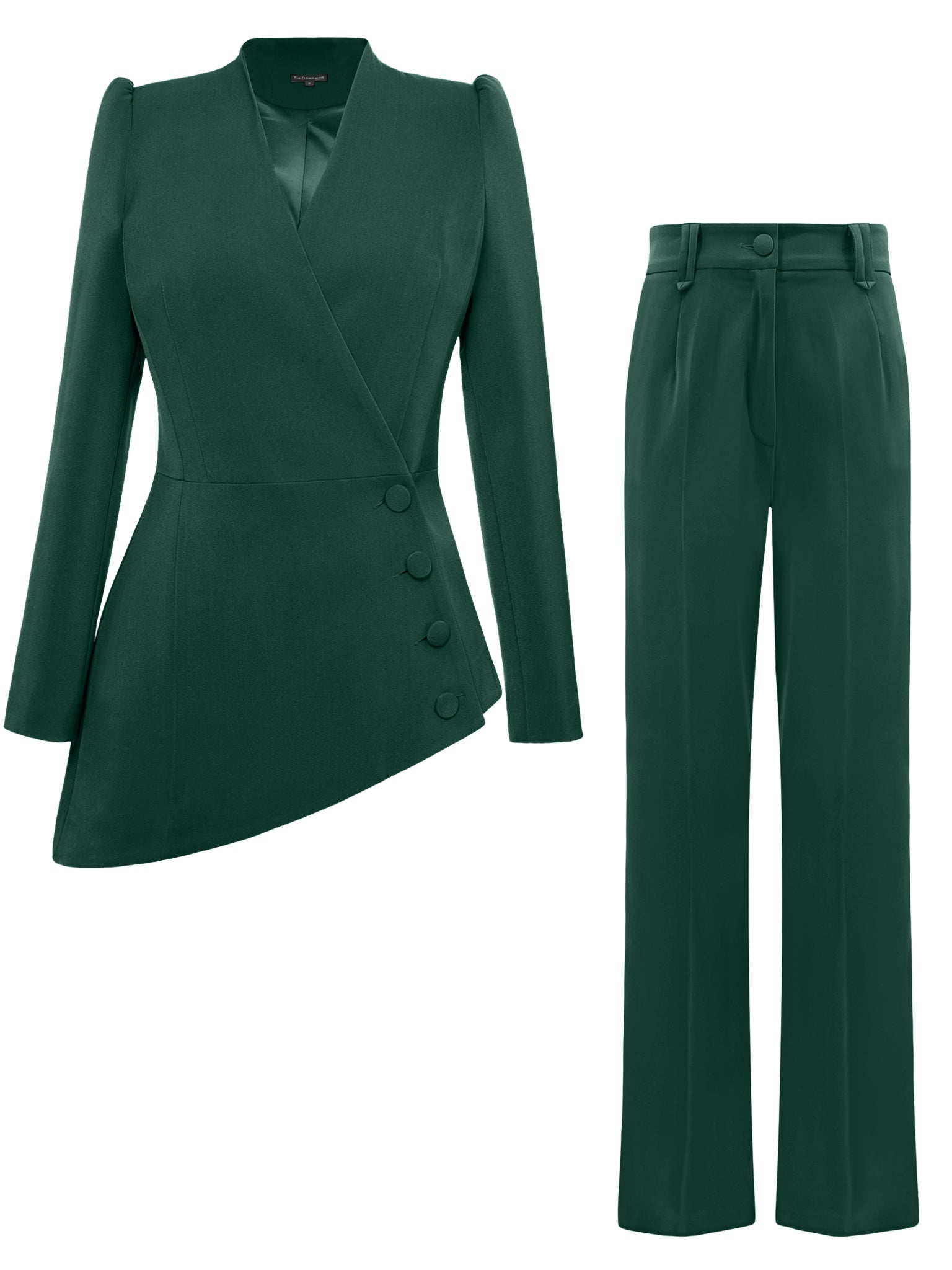 Emerald Dream Asymmetric Power Suit by Tia Dorraine Women's Luxury Fashion Designer Clothing Brand