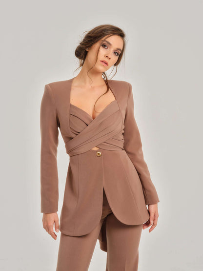 Sandstorm Cross-Wrap Statement Suit by Tia Dorraine Women's Luxury Fashion Designer Clothing Brand