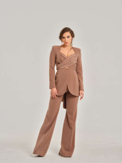 Sandstorm Cross-Wrap Statement Suit by Tia Dorraine Women's Luxury Fashion Designer Clothing Brand