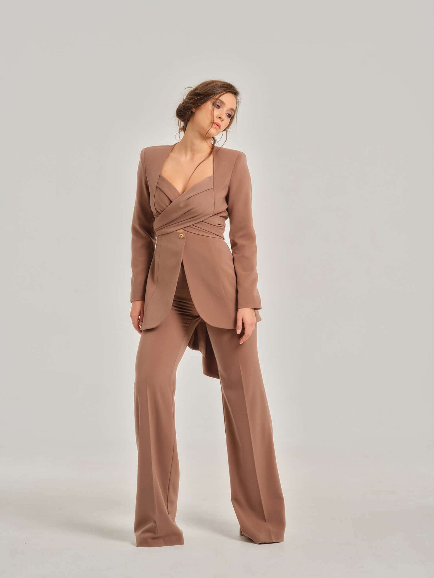 Sandstorm Cross-Wrap Statement Suit by Tia Dorraine Women's Luxury Fashion Designer Clothing Brand