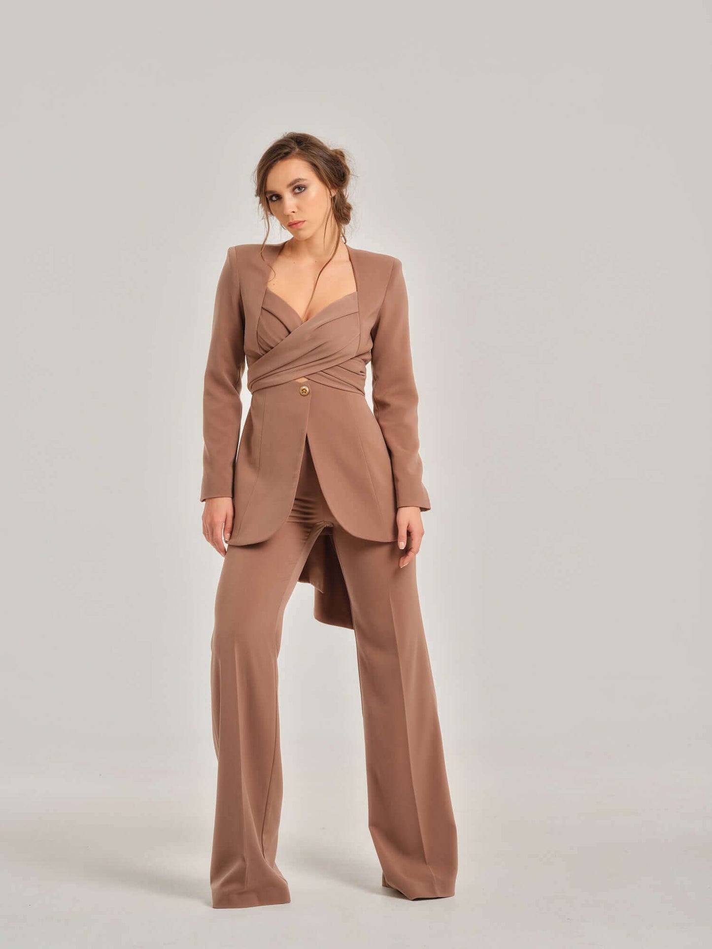 Sandstorm Cross-Wrap Statement Suit by Tia Dorraine Women's Luxury Fashion Designer Clothing Brand