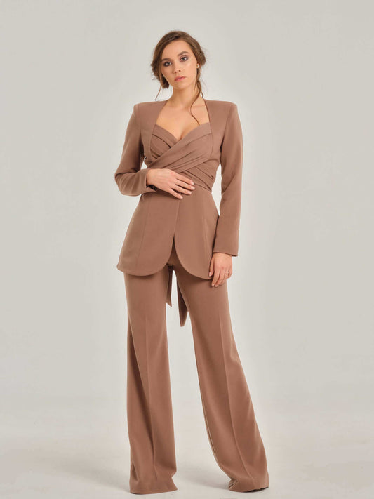 Sandstorm Cross-Wrap Statement Suit by Tia Dorraine Women's Luxury Fashion Designer Clothing Brand