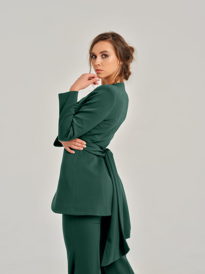 Emerald Dream Cross-Wrap Statement Suit by Tia Dorraine Women's Luxury Fashion Designer Clothing Brand