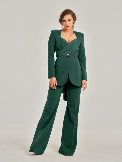 Emerald Dream Cross-Wrap Statement Suit by Tia Dorraine Women's Luxury Fashion Designer Clothing Brand