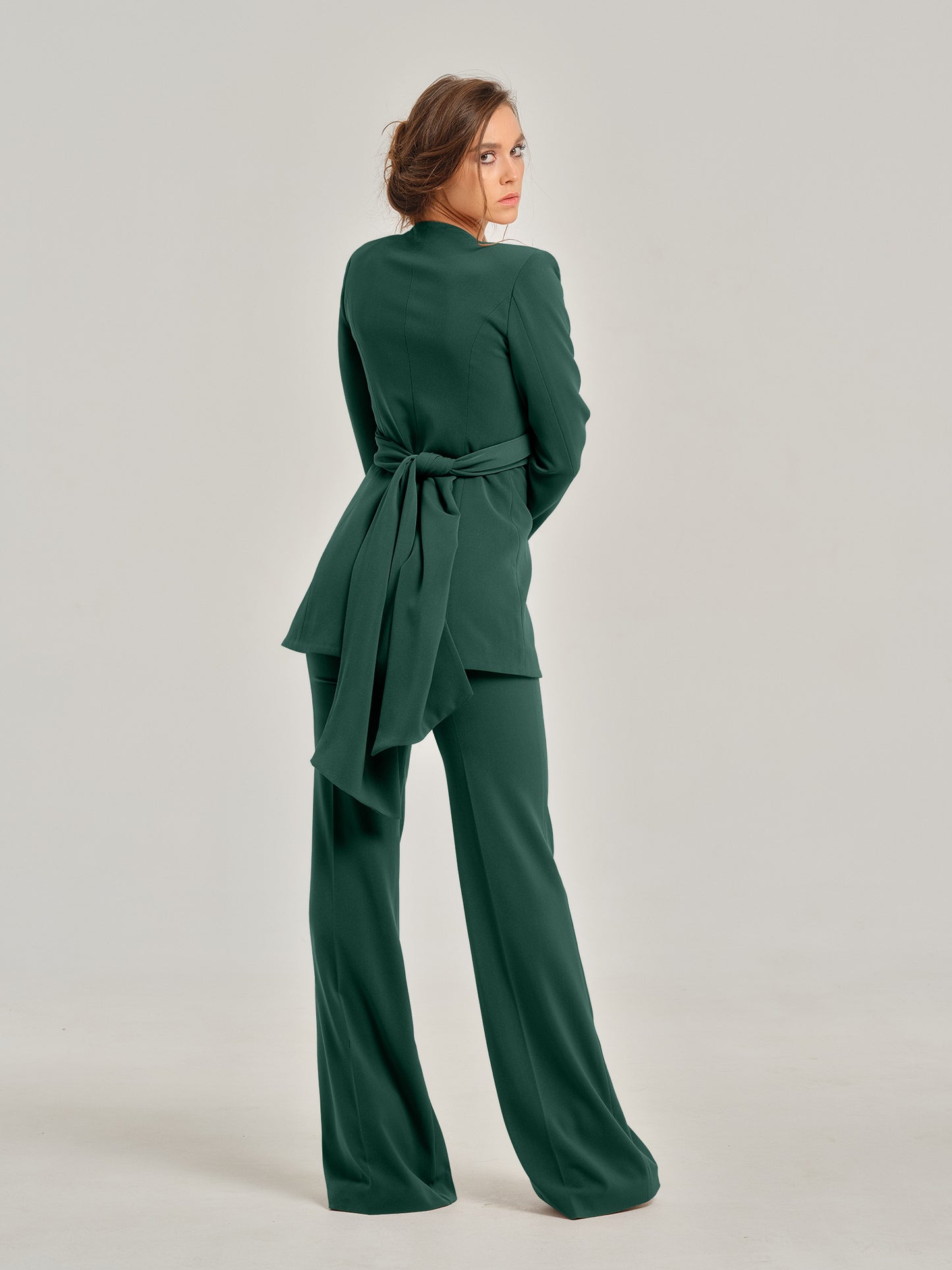 Emerald Dream Cross-Wrap Statement Suit by Tia Dorraine Women's Luxury Fashion Designer Clothing Brand